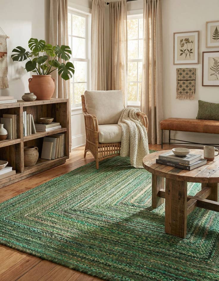 Detail image of 8' x 10' Handmade Braided Chindi Rug