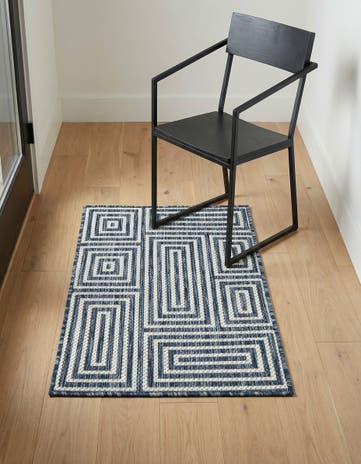 Blue Easy-Clean Modern Indoor / Outdoor Rug