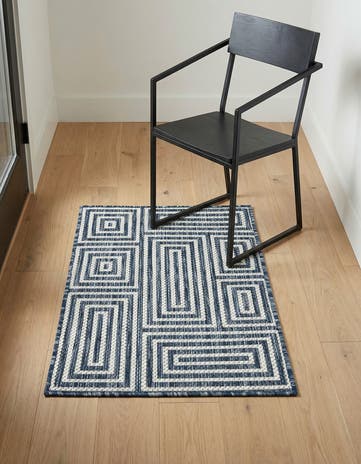 Blue Easy-Clean Modern Indoor / Outdoor Rug