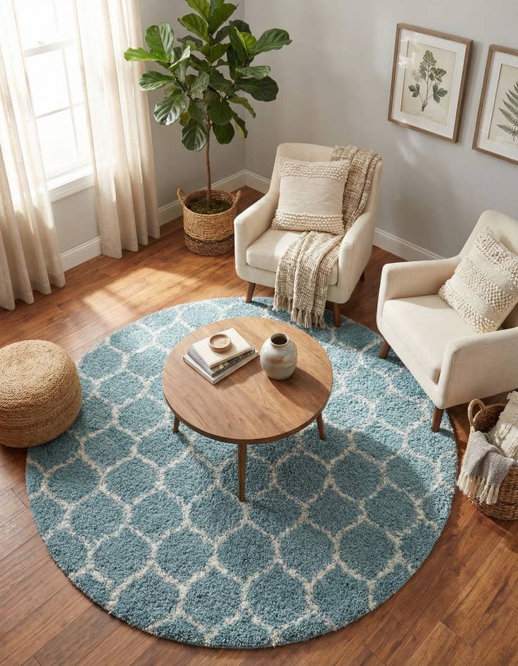 Detail image of  7' 10 x 7' 10 Lattice Shag Round Rug