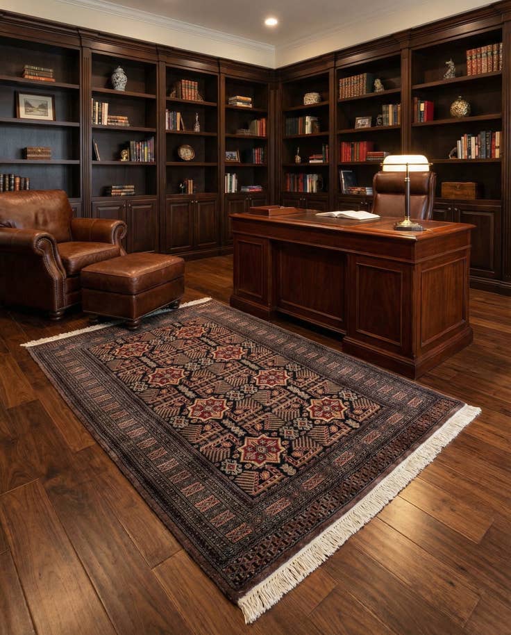 Detail image of 4' 2 x 6' 1 Hand Knotted Bokhara Oriental Wool Rug
