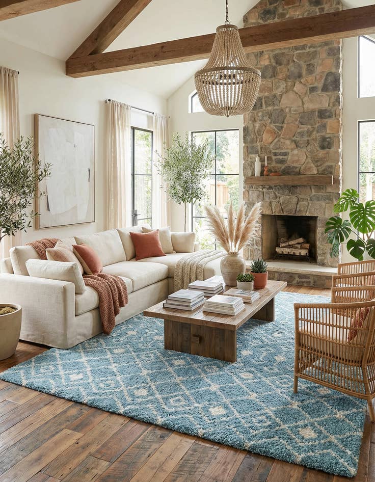 Detail image of 10' x 14' Moroccan Trellis Shag Rug