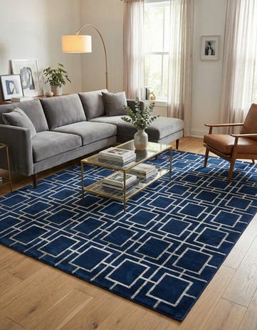 Navy Blue Silver Marilyn Monroe™ Glam Deco Rug