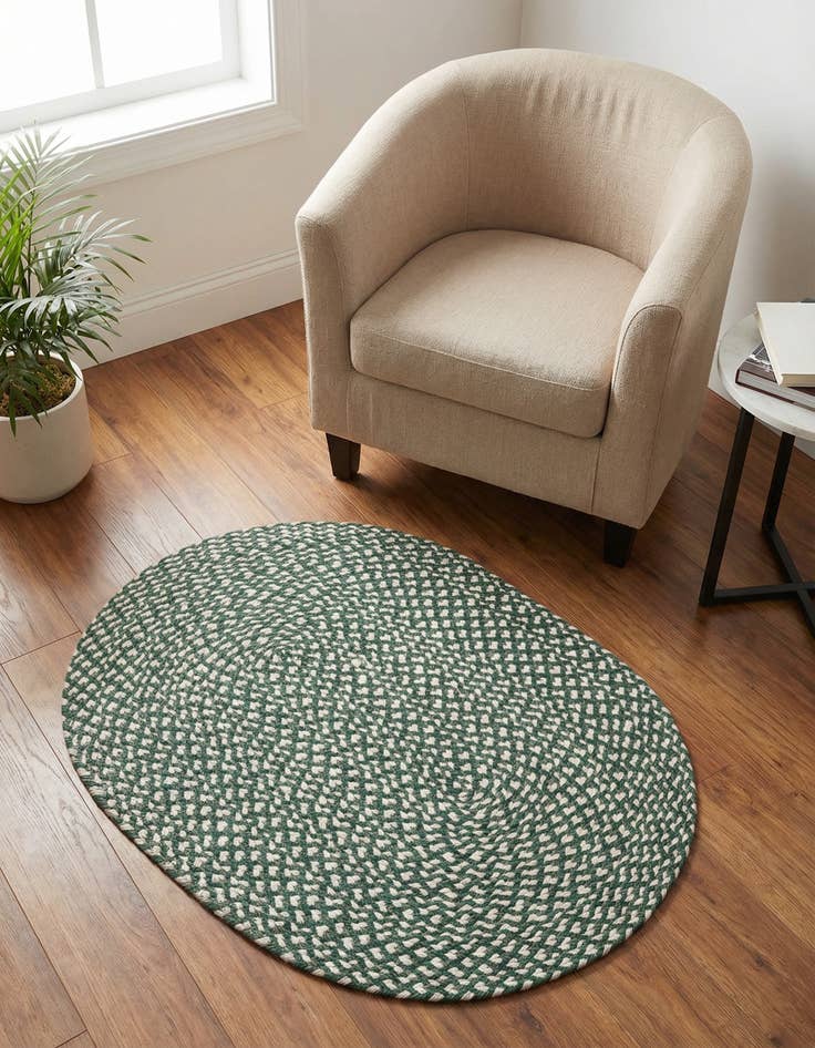 Detail image of 2' x 3' 1 Handmade Tweed Braided Jute Oval Rug