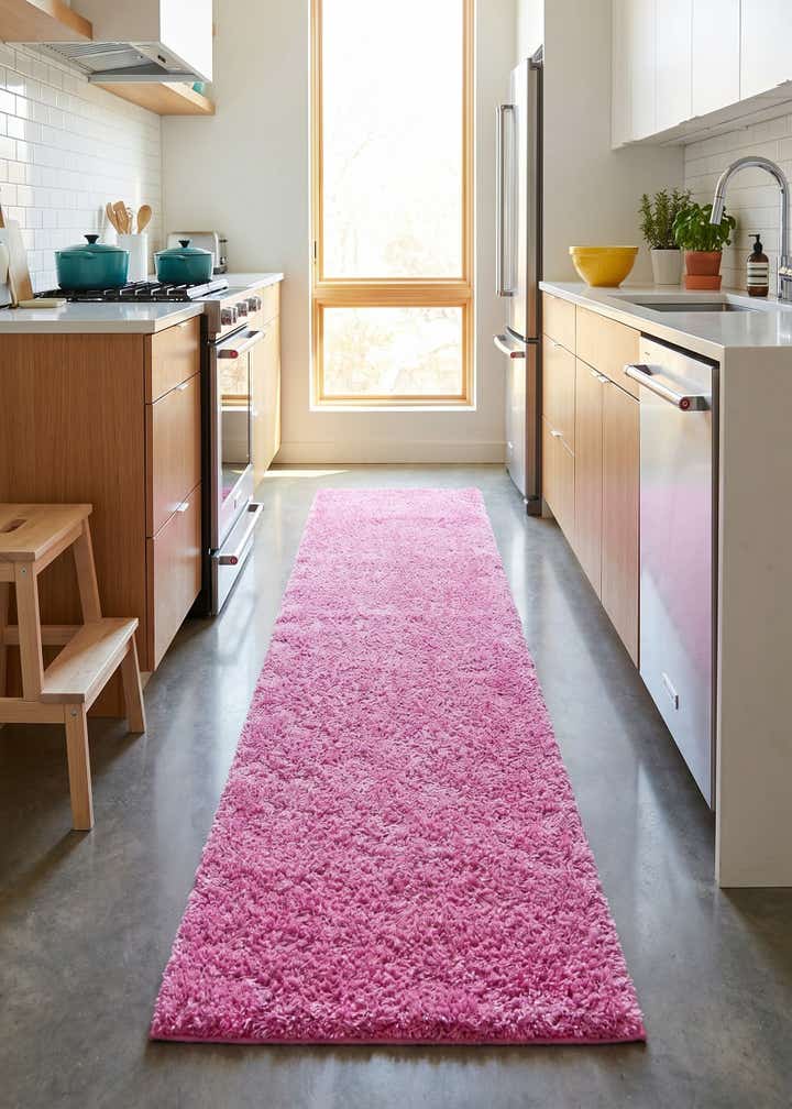2' 7 x 12' Solid Shag Runner Rug