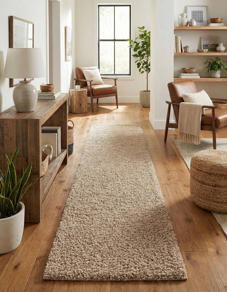 Detail image of  2' 7 x 13' Solid Shag Runner Rug