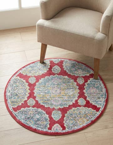 Red Paragon Round Rug