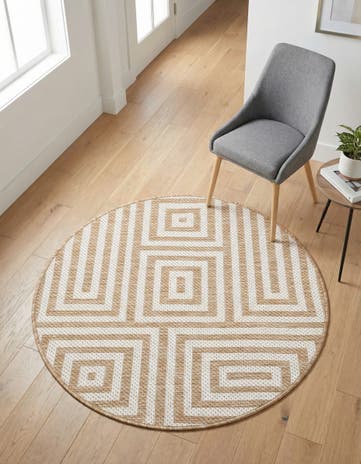 3' x 3' Easy-Clean Modern Indoor / Outdoor Round Rug