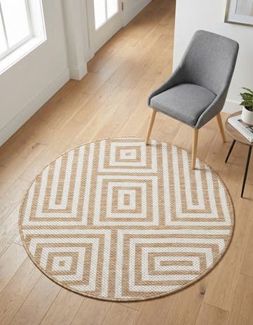 3' x 3' Easy-Clean Modern Indoor / Outdoor Round Rug