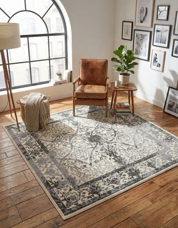 Ivory and Gray Miranda Square Rug