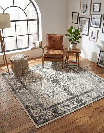 Ivory and Gray Miranda Square Rug