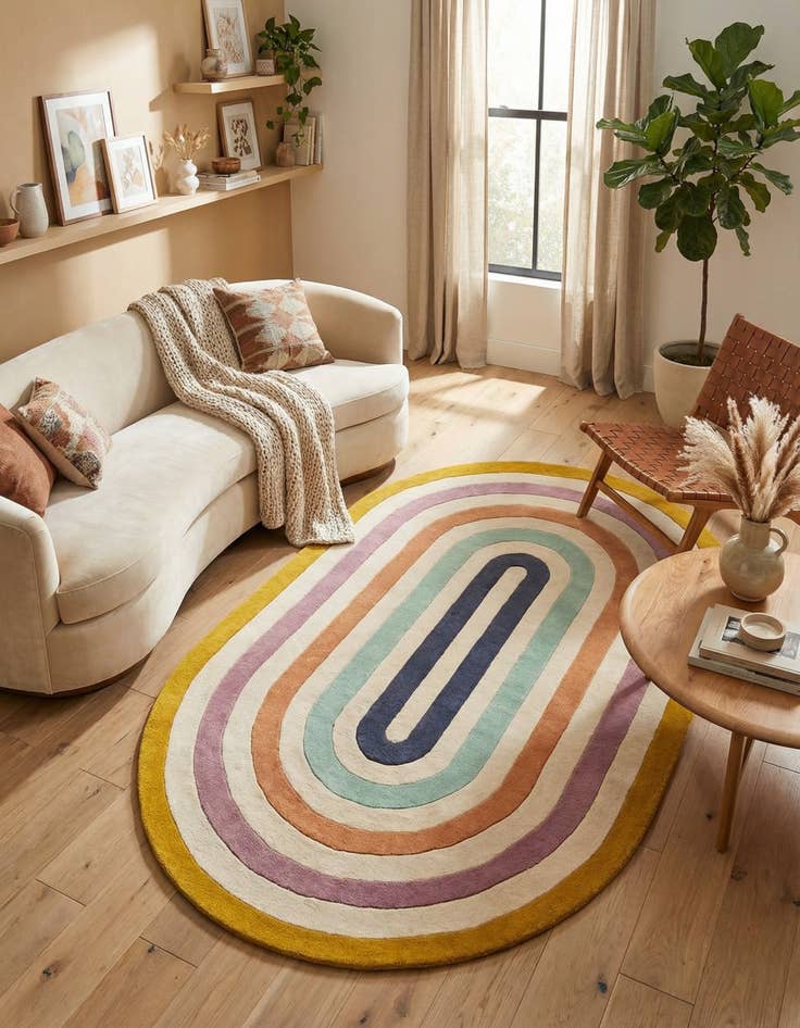 Detail image of 5' 1 x 8' Hand Tufted Wool Oval Rug