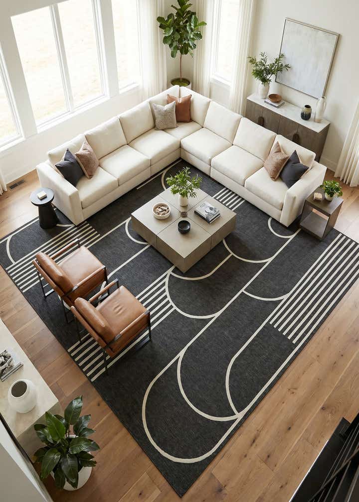 13' x 13' Easy-Clean Modern Indoor / Outdoor Square Rug