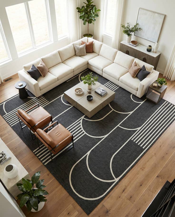 Detail image of 13' x 13' Easy-Clean Modern Indoor / Outdoor Square Rug
