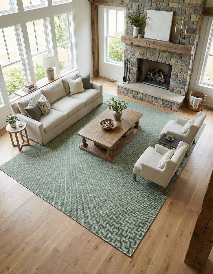 Detail image of 9' x 12'  Hand Woven Geo Trellis Flatweave Rug