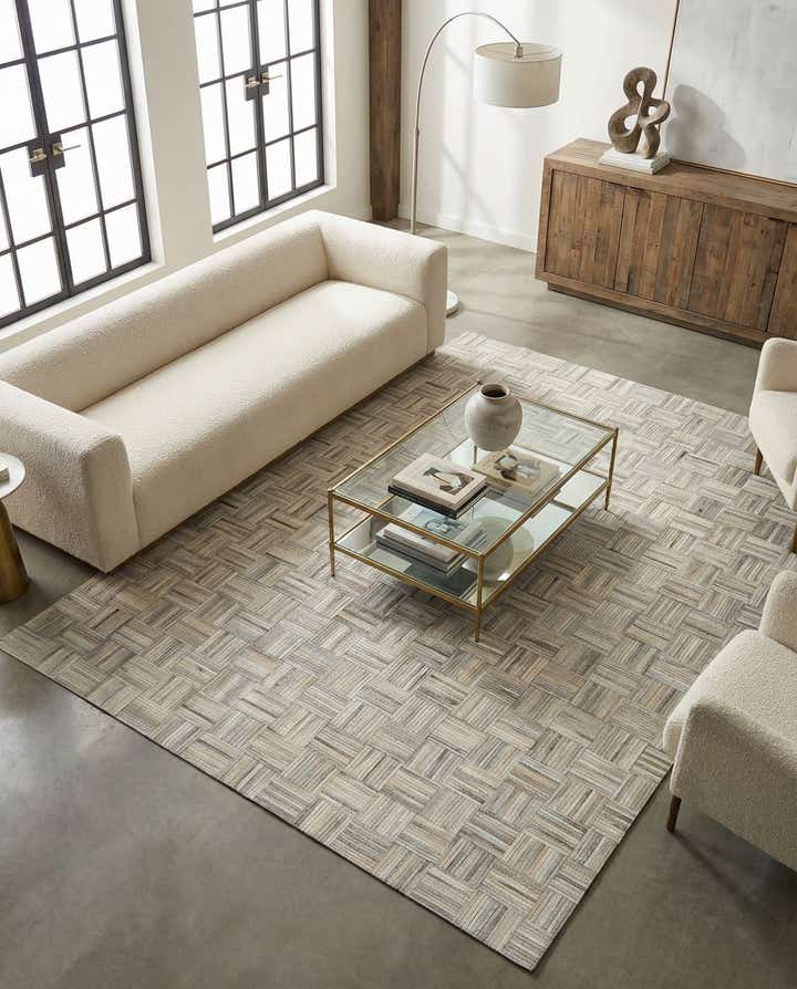 7' 10 x 10' Cowhide Leather Rug