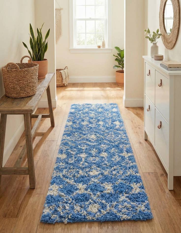 Detail image of 2' x 7' Moroccan Trellis Shag Runner Rug