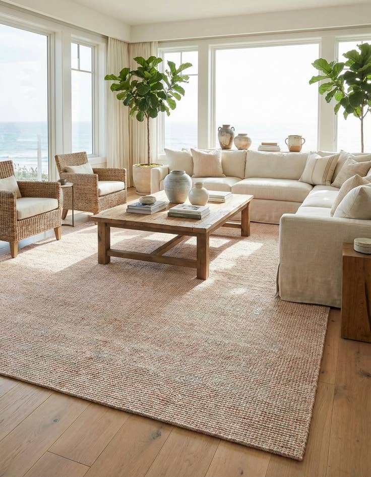 Detail image of 10' x 14' 1  Hand Woven Seaside Pearl Jute Rug