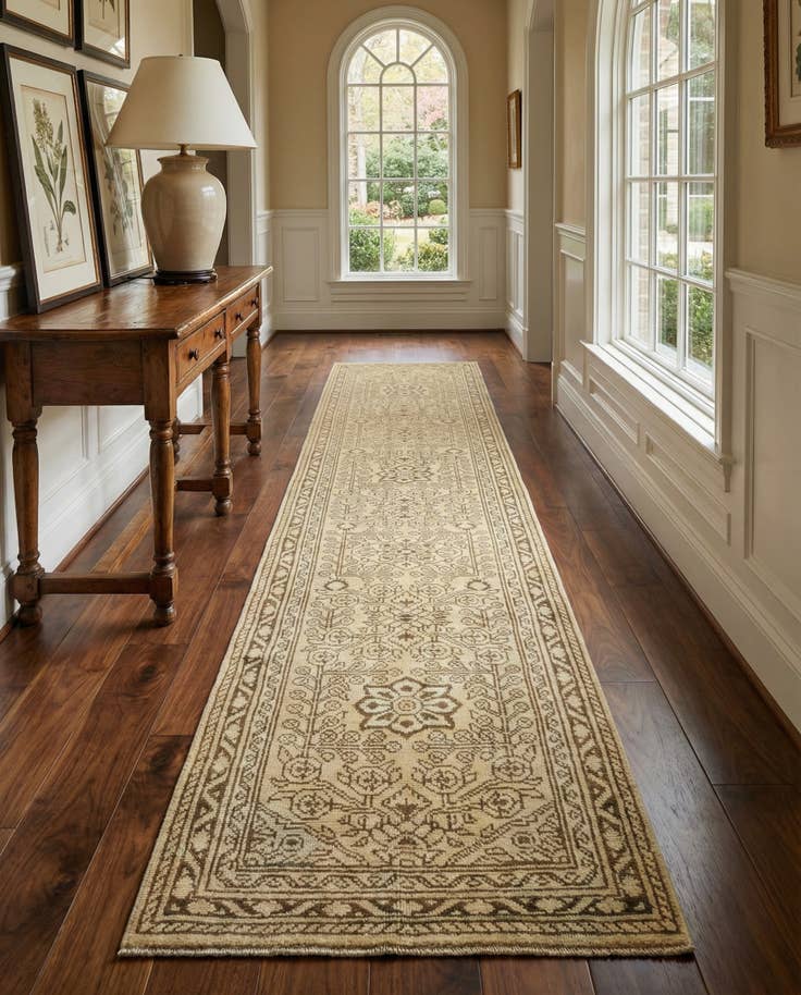 Detail image of 2' 8 x 12' 11 Hand Knotted Oushak Wool Runner Rug