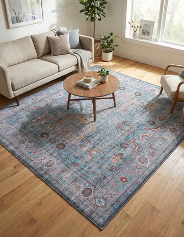 Blue Washable Maahru Square Rug