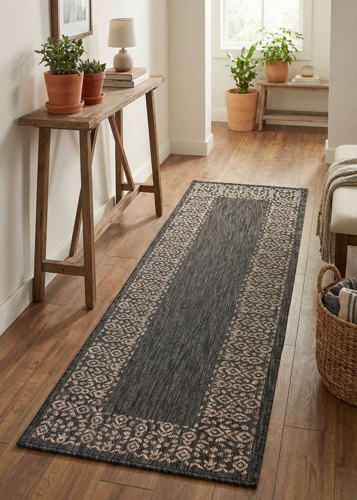 2' x 6' Easy-Clean Border Indoor / Outdoor Runner Rug