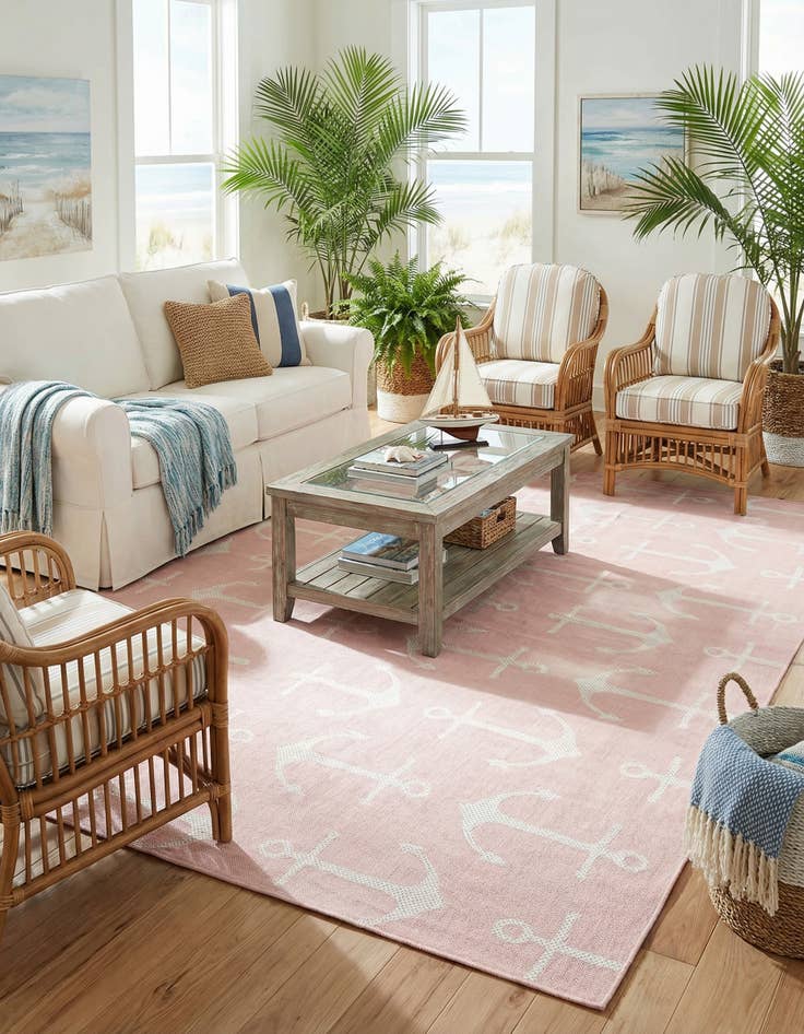 Detail image of 10' x 10'  Washable Coastal Indoor / Outdoor Square Rug