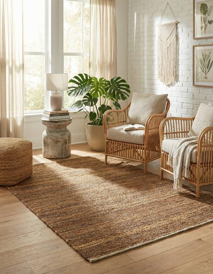 Detail image of 4' 1 x 6' 1  Hand Woven Palm Beach Jute Rug