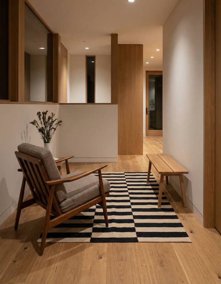 Detail image of 3' 4 x 4' 11 Hand Woven Kilim Modern Wool Rug