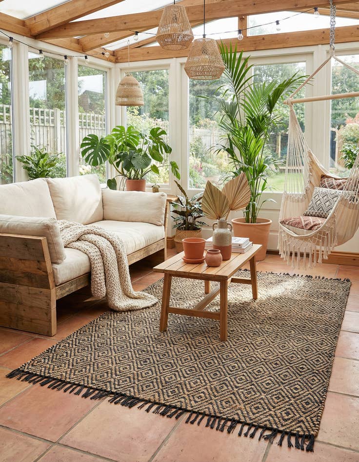 Detail image of 5' 1 x 8'  Hand Woven Braided Jute Rug