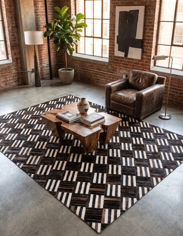 5' 10 x 6' 6 Cowhide Stocks Square Rug