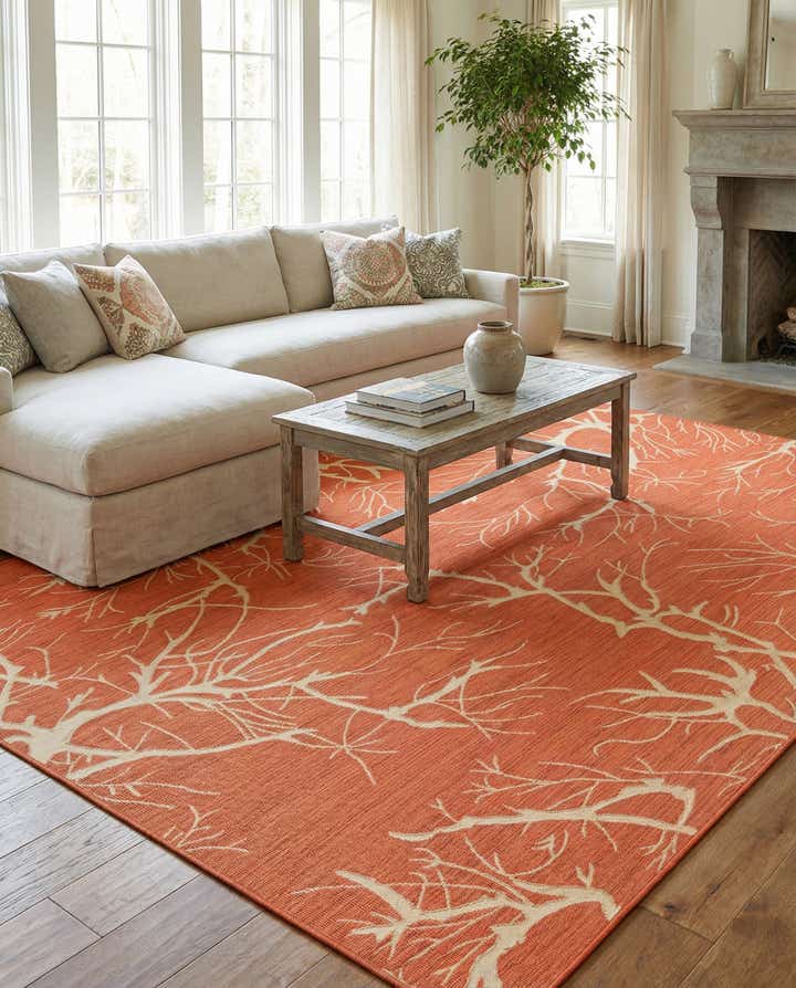 9' x 12' 2 Easy-Clean Botanical Indoor / Outdoor Rug