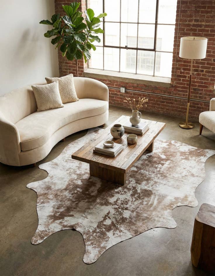 Detail image of 5' 2 x 5' 10 Cowhide Leather Rug