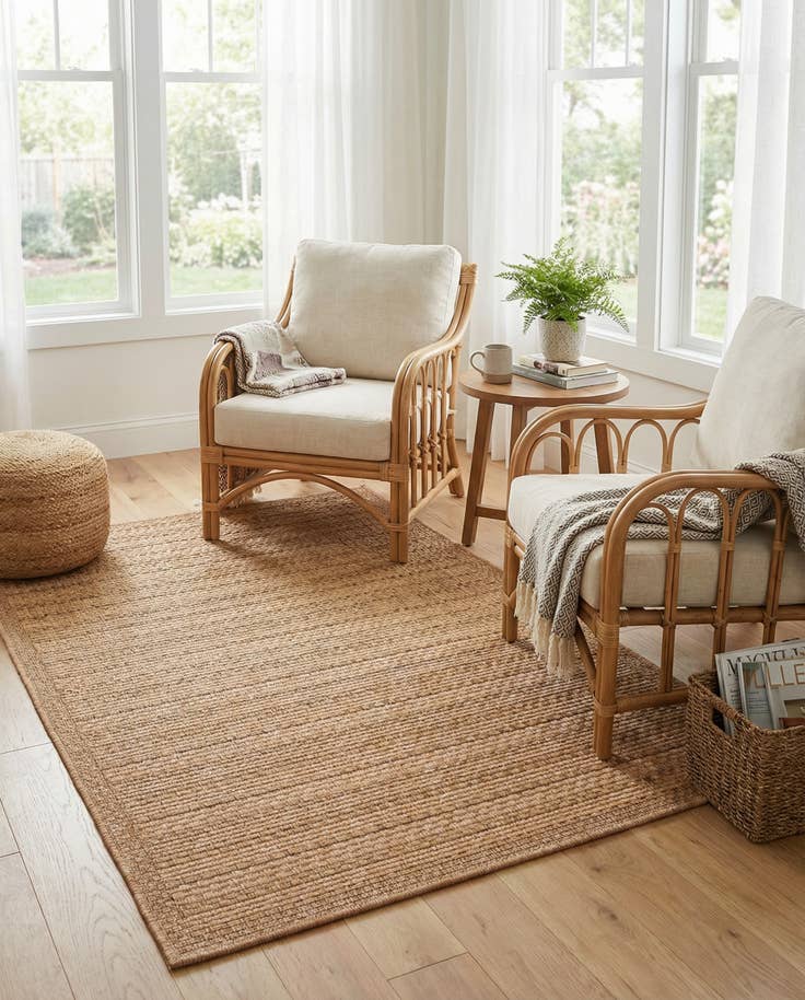 Detail image of 3' 3 x 5' Easy-Clean Border Indoor / Outdoor Rug