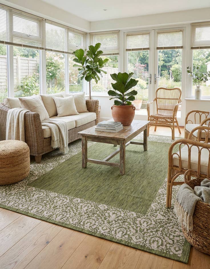 Detail image of 9' x 12'  Washable Border Indoor / Outdoor Rug