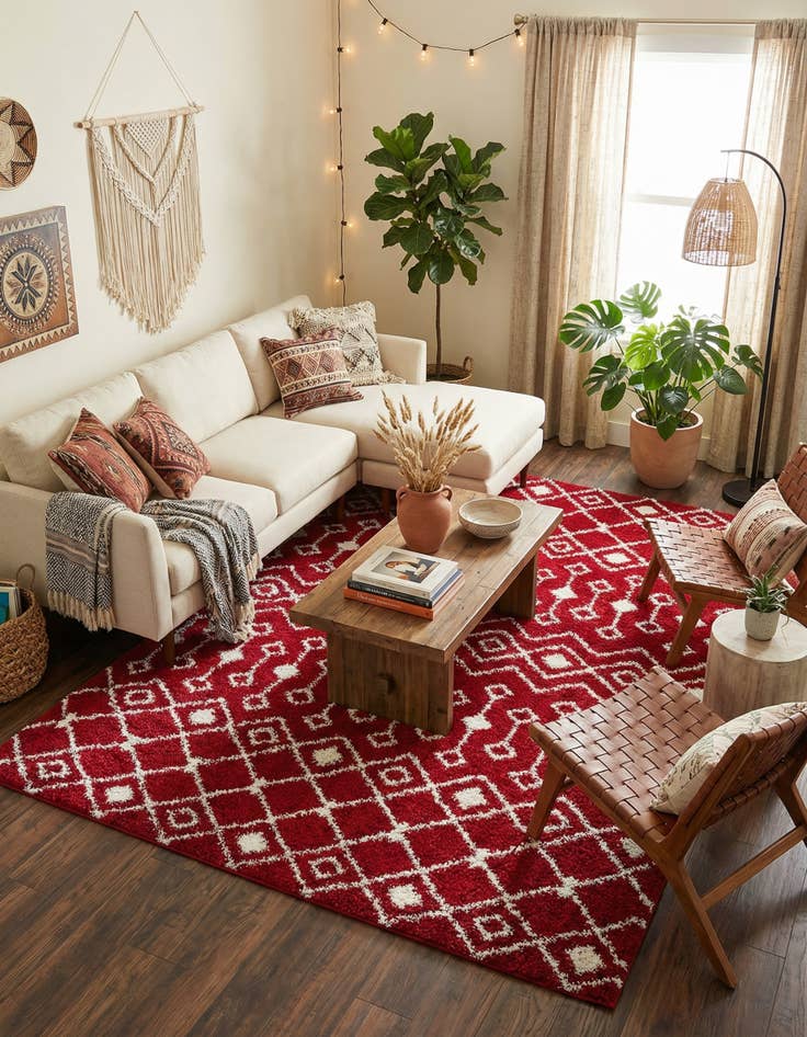 Detail image of 10' x 13' Moroccan Trellis Shag Rug