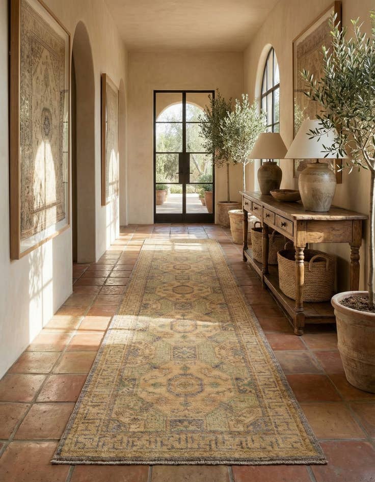 Detail image of 2' 11 x 12' 10 Hand Knotted Oushak Wool Runner Rug