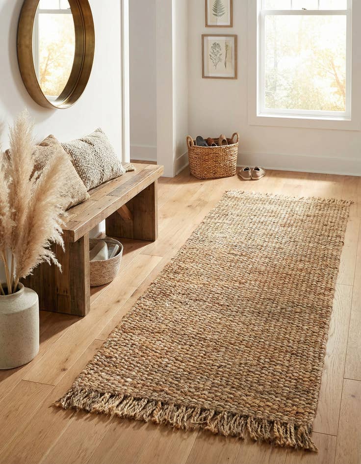 Detail image of 2' 7 x 6' 1 Hand Woven Chunky Jute Runner Rug
