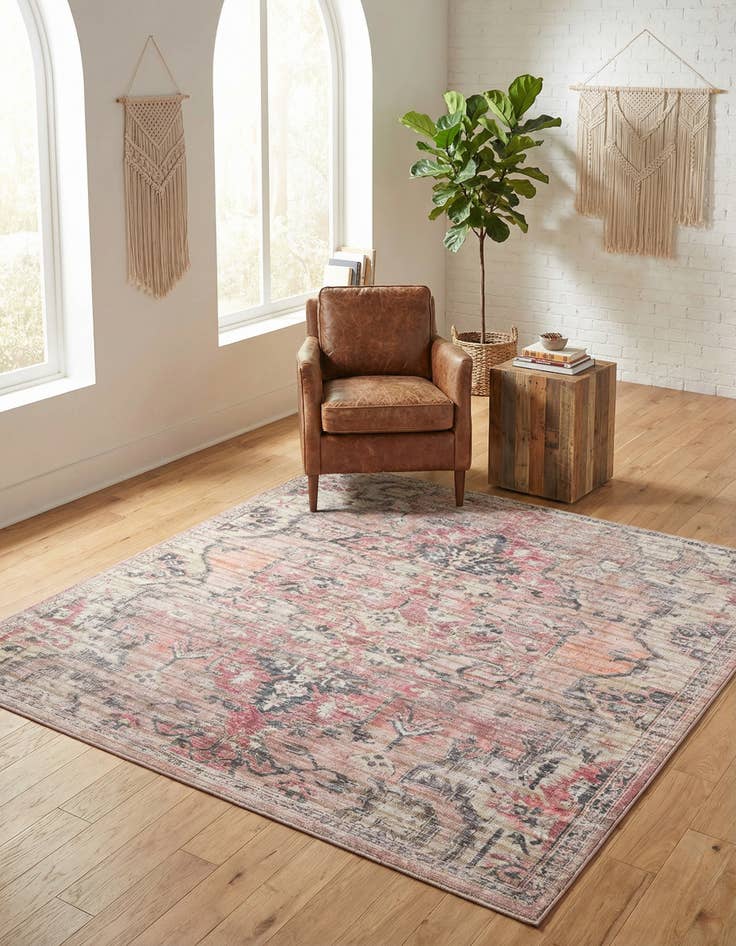 Detail image of 7' 3 x 7' 3 Washable Nostalgia Square Rug