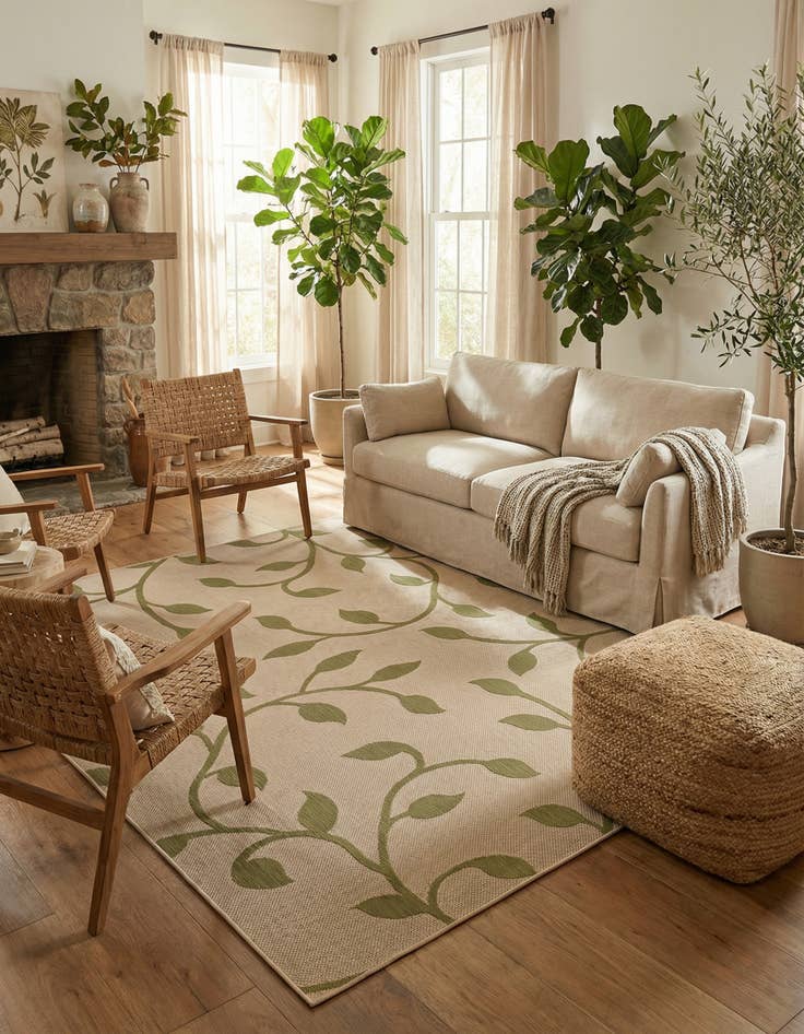 Detail image of 7' x 10' Washable Botanical Indoor / Outdoor Rug