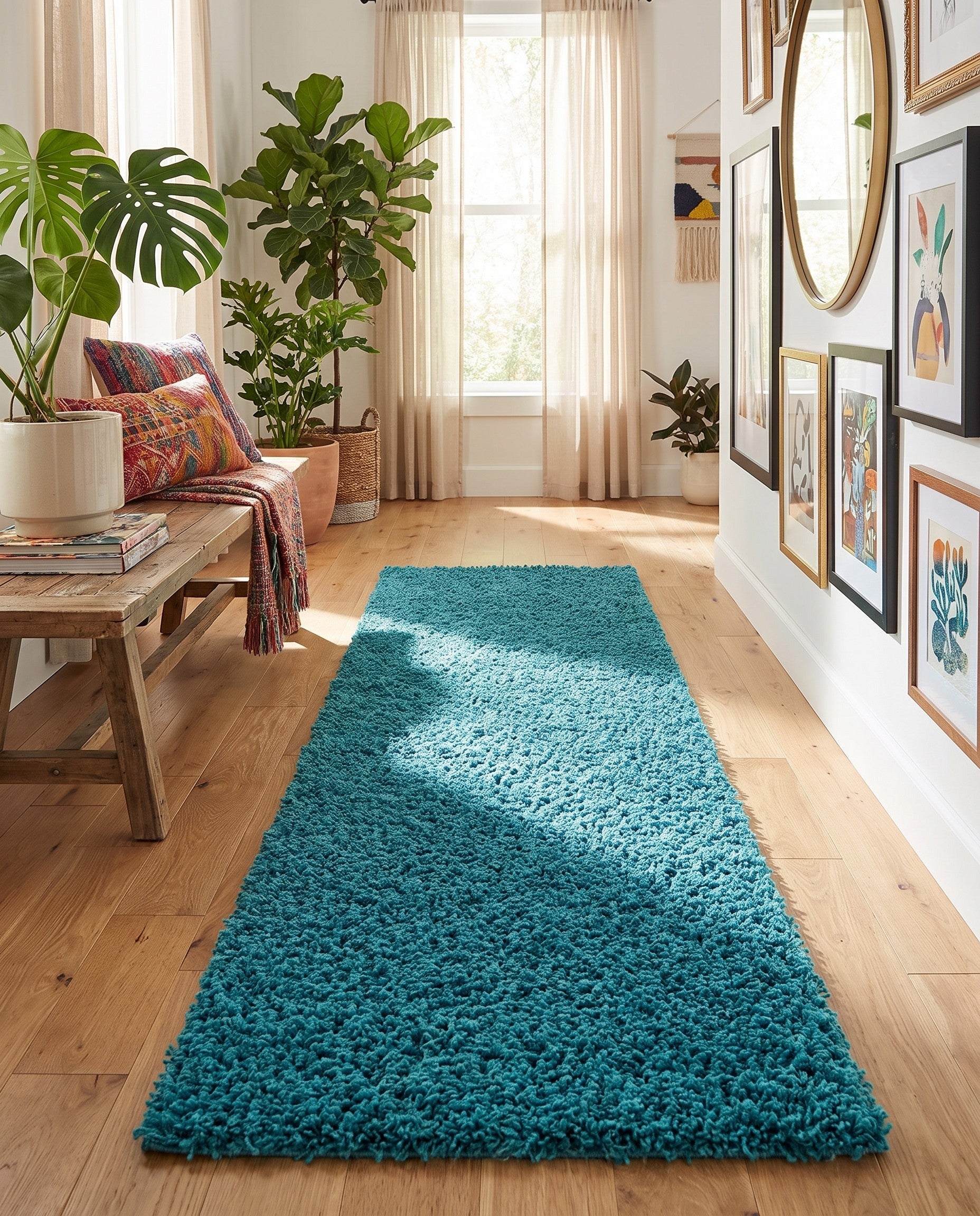 2' x 6' 5 Solid Shag Runner Rug