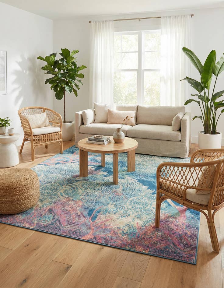Detail image of 10' x 10' Easy-Clean Coastal Indoor / Outdoor Square Rug