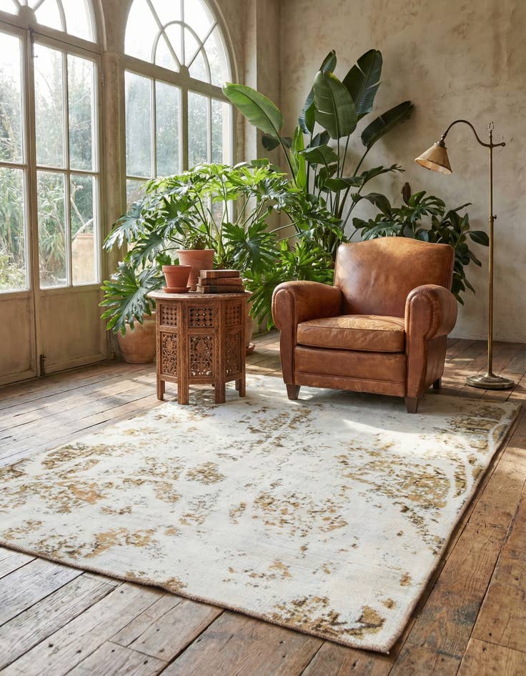 Detail image of 4' x 5' 10 Hand Knotted Ultra Vintage Persian Wool Rug