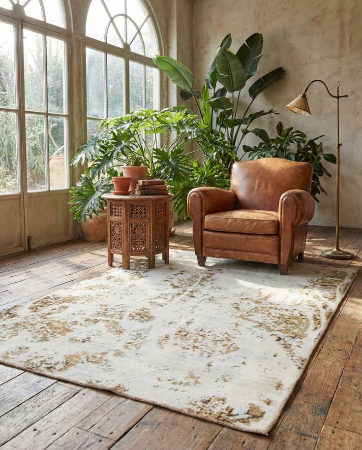 Detail image of 4' x 5' 10 Hand Knotted Ultra Vintage Persian Wool Rug