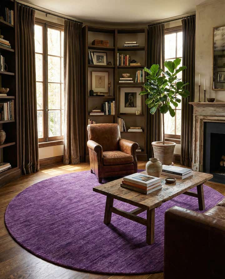 9' 10 x 9' 10 Hand Knotted Solid Gabbeh Wool Round Rug