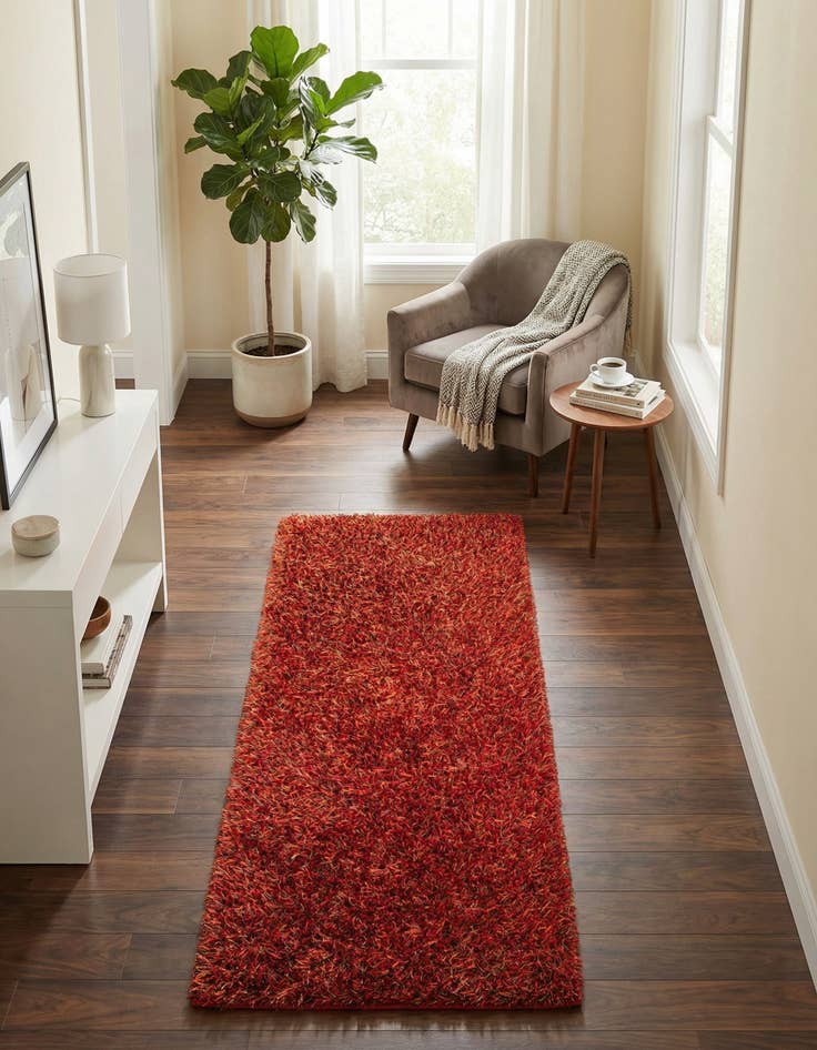 Detail image of 2' 5 x 4' 7 Hand Knotted Two-Tone Shag Oriental Runner Rug