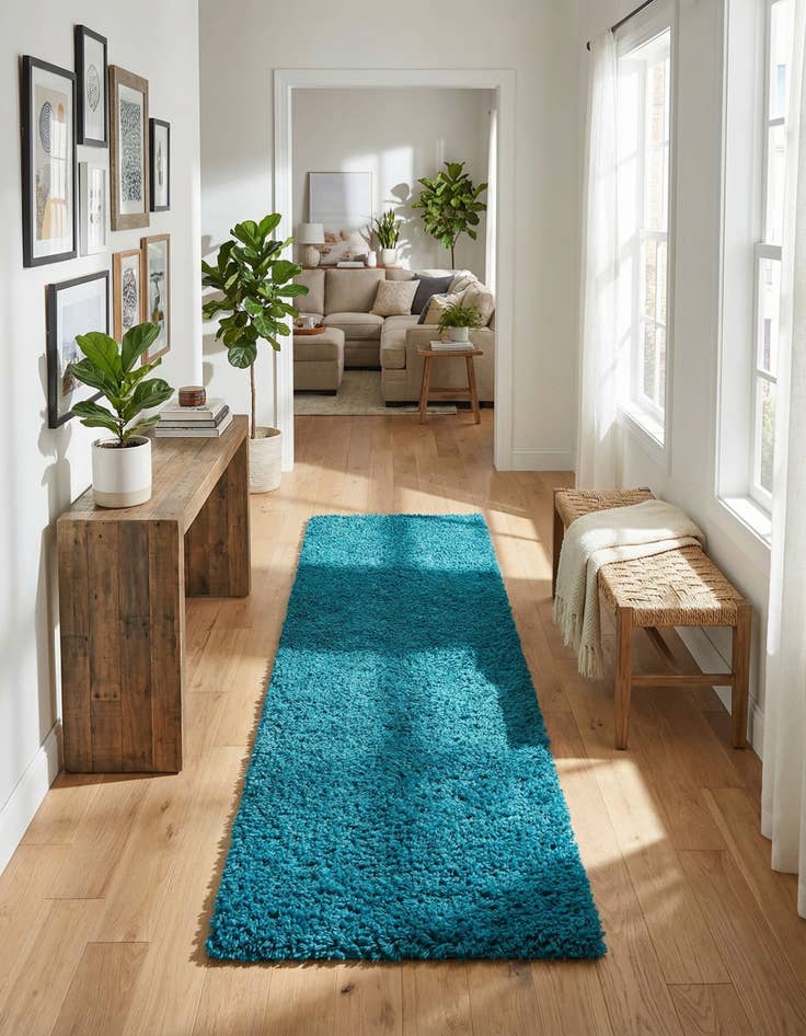 Detail image of 2' x 7' Solid Shag Runner Rug