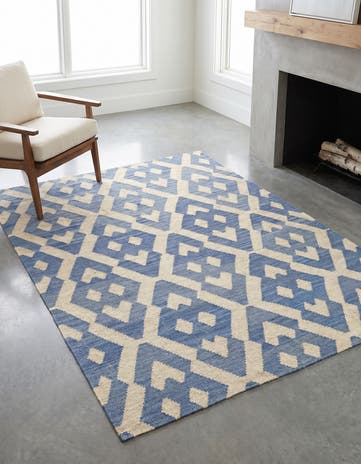 4' 2 x 5' 6 Hand Woven Kilim Modern Wool Rug
