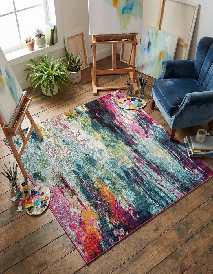 Detail image of 6' 1 x 6' 1 Washable Theia Square Rug