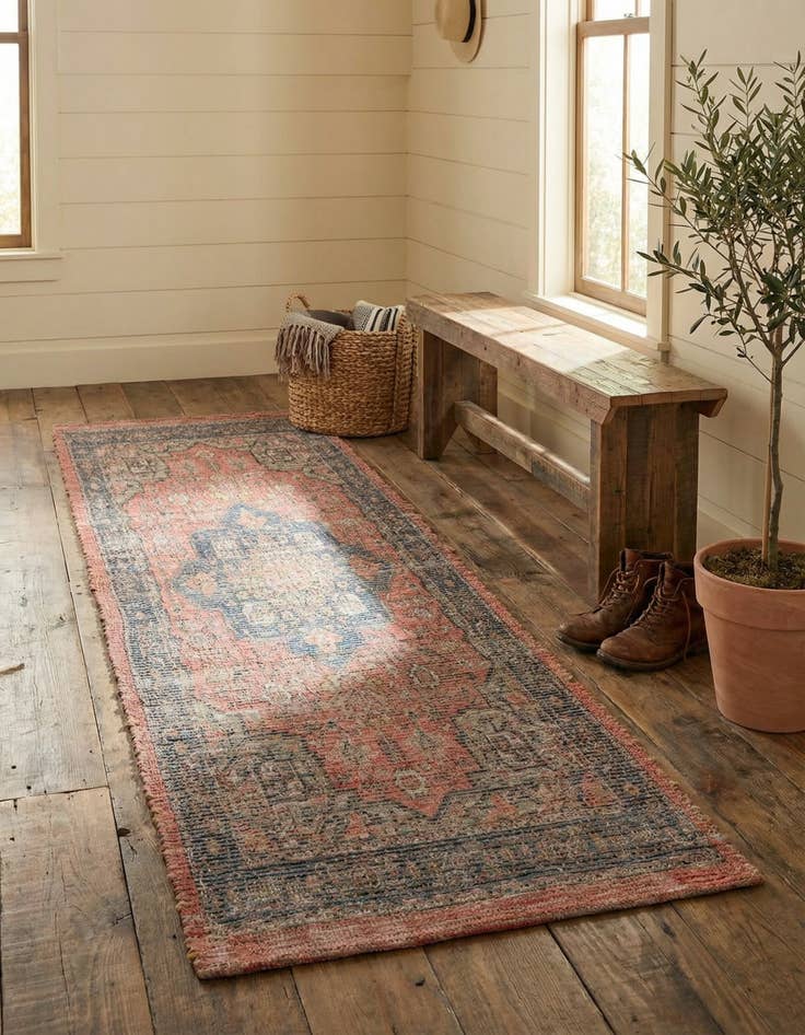 Detail image of 2' 2 x 8'  Hand Woven Chenille Jute Runner Rug