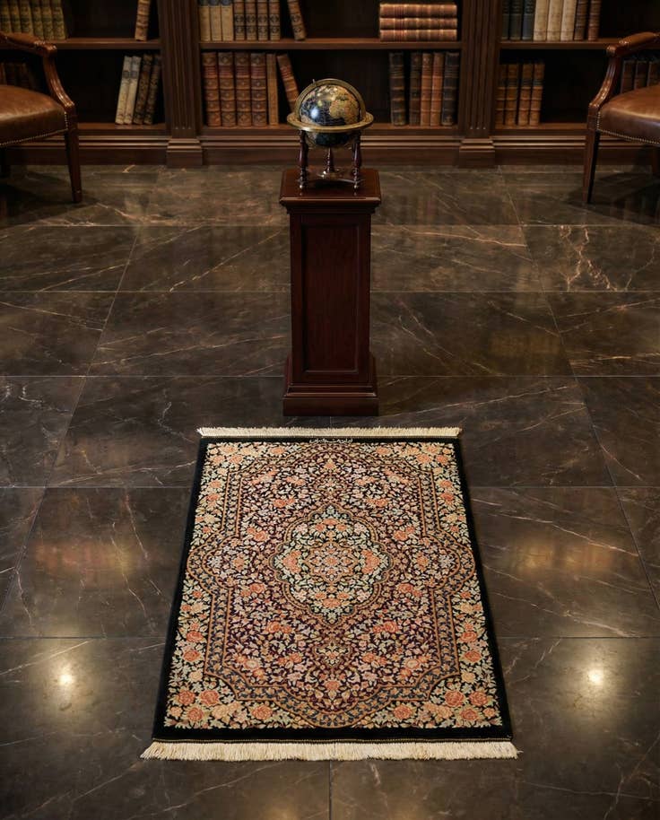 Detail image of 2' x 2' 11 Ghom Silk Rug